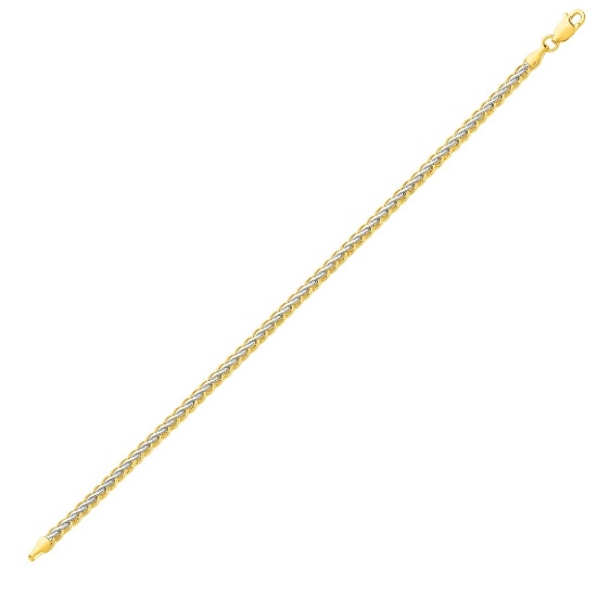 10k Two-tone Gold Fine Wheat Chain Bracelet