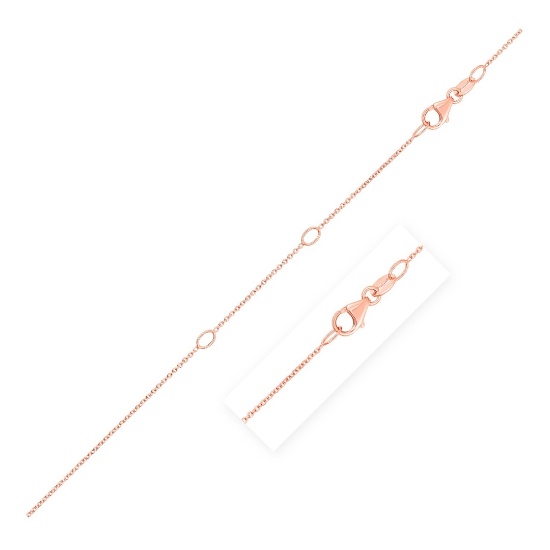 14k Rose Gold Double Extendable Cable Chain 0.6mm