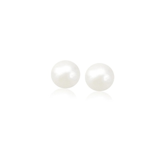 14k Gold Cultured White Pearl Stud Earrings 6.0mm