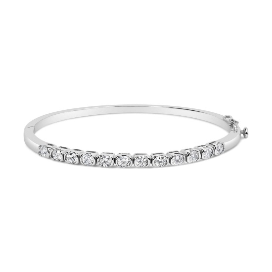 14k Gold 1.86ct Diamond Semi Bezel Set Bangle