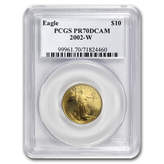 2002-w 1/4oz Proof American Gold Eagle Pr70 Dcam