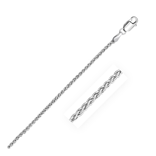 14k White Gold Round Wheat Chain