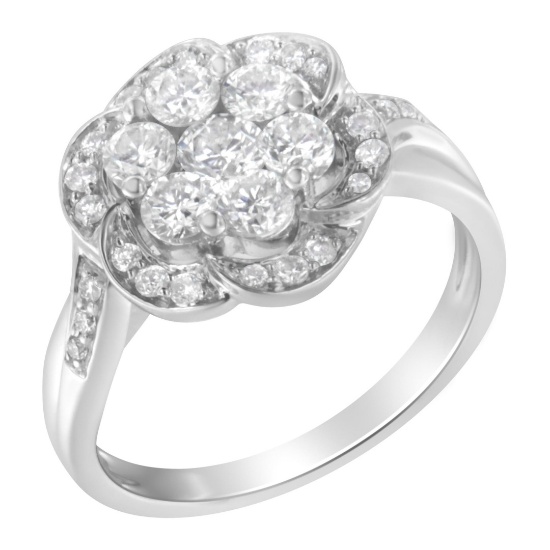 14k Gold 1.00ct Diamond Floral Cluster Ring