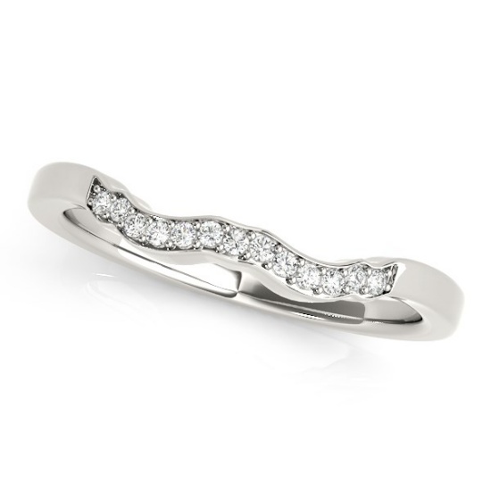 14k Wgold Round .06ct Diamond Wavy Style Ring