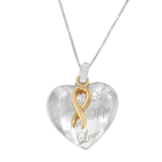 10k Two-tone Gold Ribbon & Heart Necklace
