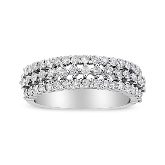 14k Gold 1.00ct Diamond Split Shank 3-row Ring