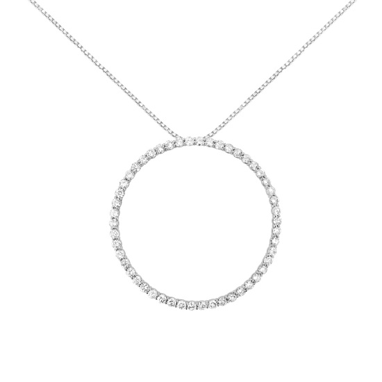 Round 4.00ct Diamond Open Circle Hoop Necklace