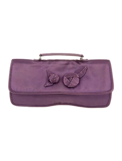 Prada Purple Raso Graphic Print Snap Evening Bag