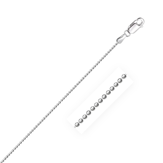14k White Gold Diamond-cut Bead Chain 1.2mm