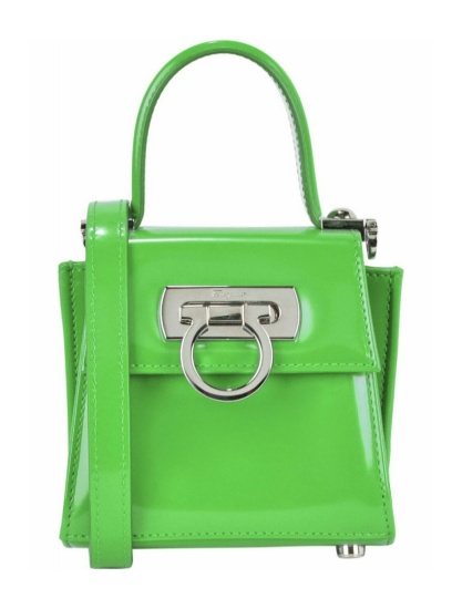 Salvatore Ferragamo Gancini Logo Green Top Hdl Bag
