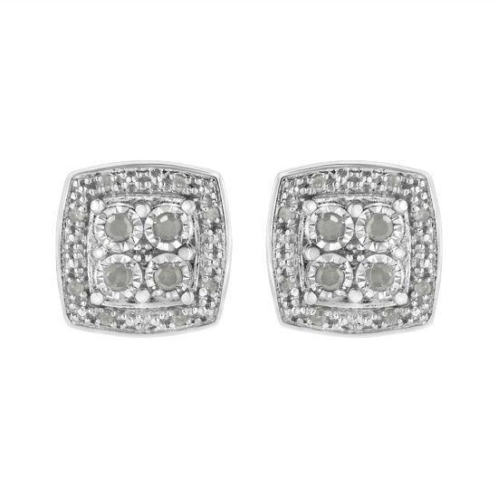 Round .25ct Diamond Square Shape Stud Earrings