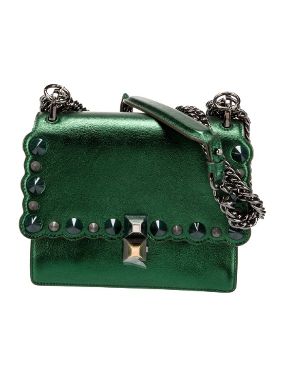 Fendi Rainbow Studs Kan I Green Leather Minaudiere
