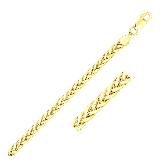 14k Gold Light Weight Wheat Bracelet 3.3mm