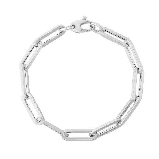 14k White Gold Extra Wide Paperclip Chain Bracelet