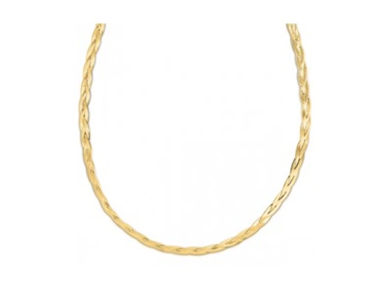 14k Gold Braided Herringbone Chain Necklace 16"