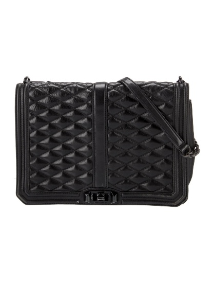 Rebecca Minkoff Black Leather Tonal Hdw Hdl Bag