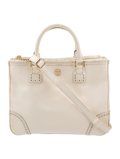 Tory Burch Ylw Leather Lasercut Snap Top Hdl Bag