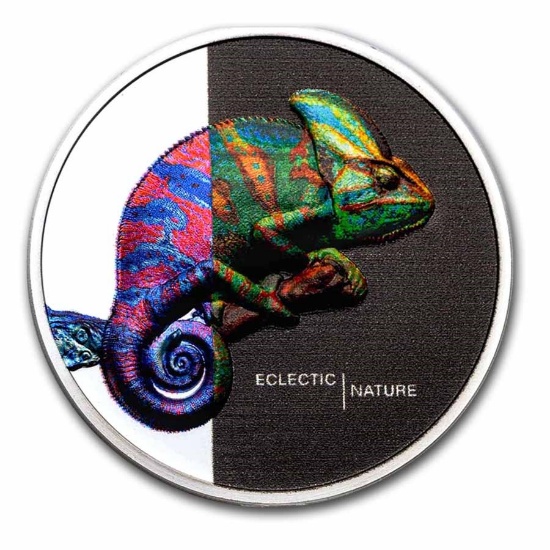 2023 Cook Islands 1oz Ag Eclectic Nature Chameleon