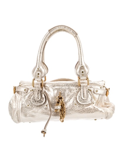 Chloe Metallic Leather Zip Cls Top Handle Bag