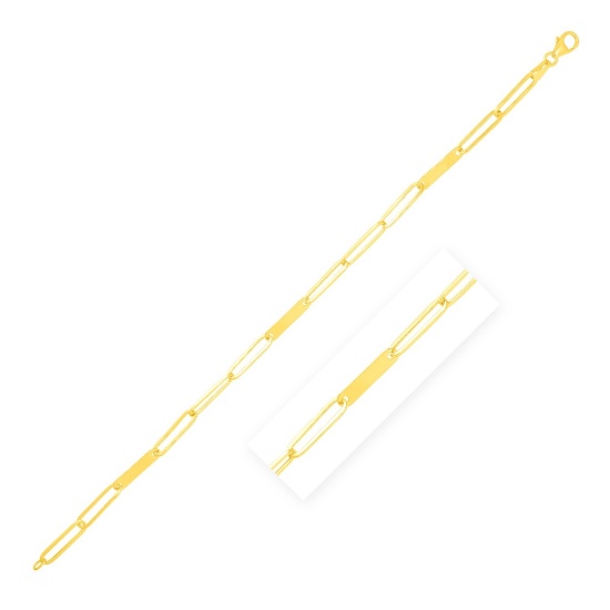 14k Gold Alternating Paperclip Chain Link Bracelet