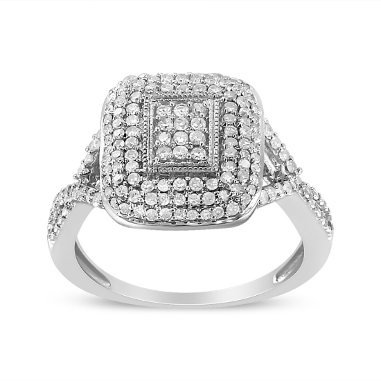 Dazzling .51ct Diamond Cluster Cushion Ring