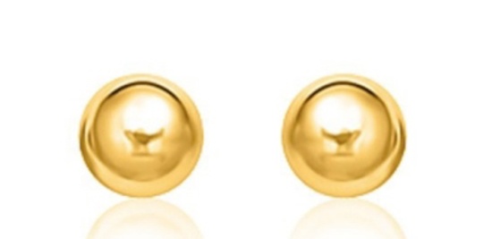 14k Gold Shinny Sphere Stud Earrings 6.0mm