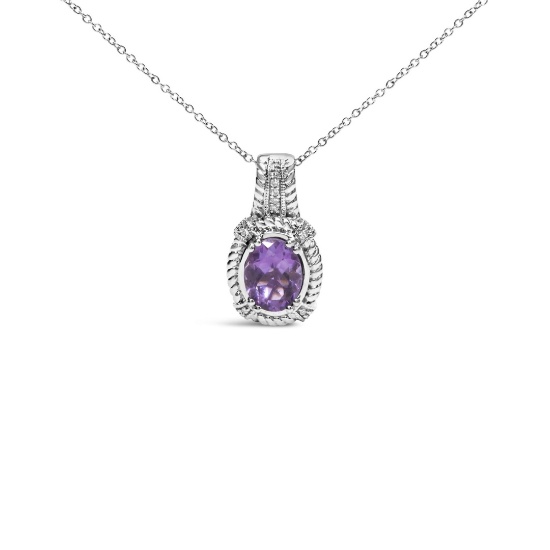 Stunning 1.78ct Amethyst & Diamond Accent Necklace