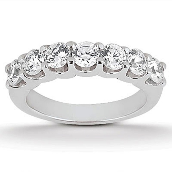 14k White Gold Round 1.05ct Diamond Wedding Band