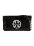 Tory Burch Black Leather Jacquard Flap Cls Clutch
