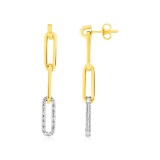 14k Gold Round .63ct Diamond Paperclip Earrings