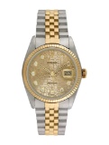 Rolex Datejust 18k Gold Chmp Dial Men's Auto 36mm