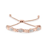 14k Gold-pl .10ct Diamond Accent Heart Bracelet