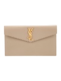 Saint Laurent Uptown Leather Flap & Snap Clutch