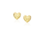 14k Gold Diamond Cut Puffed Heart Earrings