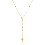 14k Tri-color Gold Lariat Rosary Necklace
