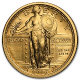 2016w 1/4oz Gold Standing Liberty Quarter Centenn.