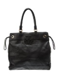 Tory Burch Blk Leather Gold-tone Hdw Top Hdl Bag