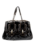 Fendi B Buckle Large Blk Patent Leather Shldr Bag
