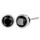 14k Gold .50ct Black Diamond Bezel-set Earrings