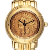 Gold Tone Indian Head Penny Ladies Watch