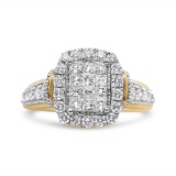 14k Gold Round & Princess 1.04ct Diamond Ring