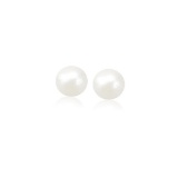 14k Gold Cultured White Pearl Stud Earrings 6.0mm