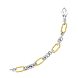 14k Two-tone Gold Round Cable Links Bracelet
