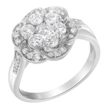 14k Gold 1.00ct Diamond Floral Cluster Ring