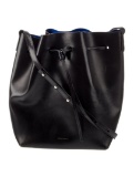 Mansur Gavriel Blk Leather Drawstring Bucket Bag