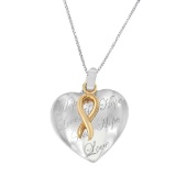 10k Two-tone Gold Ribbon & Heart Necklace