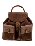 Gucci Suede Large Brown Suede Drawstring Backpack