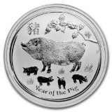 2019 1 Oz Silver Lunar Pig Bu (series Ii)