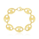 14k Gold Lite Puffed Mariner Link Bracelet