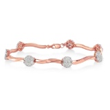 10k Gold-pl 1.00ct Diamond Floral Link Bracelet